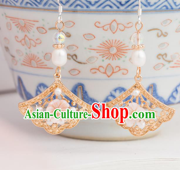 Handmade Chinese Classical Pearls Earrings Ancient Palace Ear Accessories for Women
