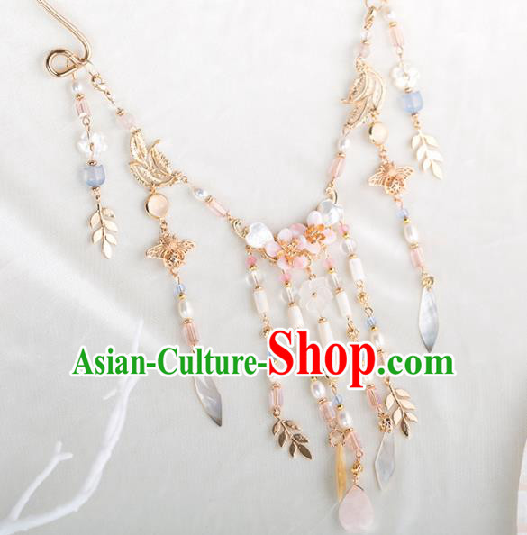 Handmade Chinese Classical Pearls Tassel Necklace Ancient Palace Hanfu Necklet Accessories for Women