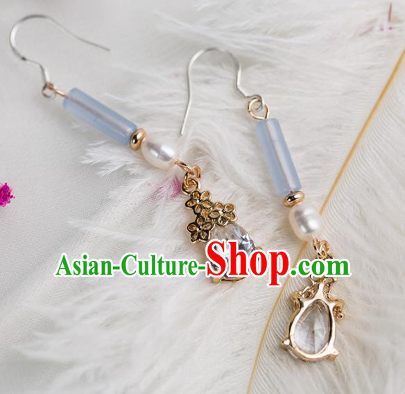 Handmade Chinese Classical Hanfu Crystal Earrings Ancient Palace Ear Accessories for Women
