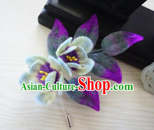 Handmade Chinese Classical Velvet Flowers Brooch Ancient Palace Breastpin for Women