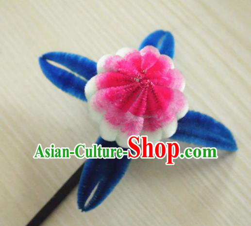 Chinese Handmade Velvet Chrysanthemum Hairpins Ancient Palace Queen Hair Accessories Headwear for Women