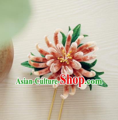 Chinese Handmade Palace Velvet Chrysanthemum Hairpins Ancient Queen Hair Accessories Headwear for Women