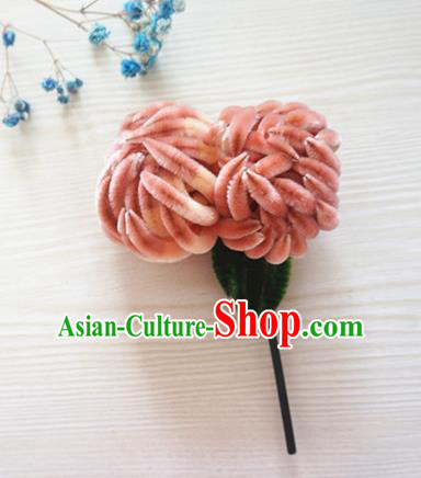 Chinese Handmade Palace Orange Chrysanthemum Velvet Hairpins Ancient Queen Hair Accessories Headwear for Women