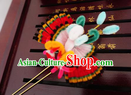 Chinese Handmade Palace Velvet Butterfly Hairpins Ancient Queen Hair Accessories Headwear for Women