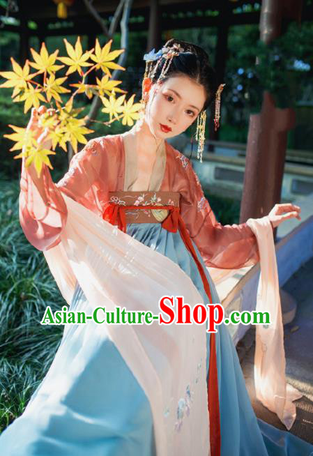 Chinese Traditional Tang Dynasty Imperial Consort Historical Costume Ancient Peri Hanfu Dress for Women