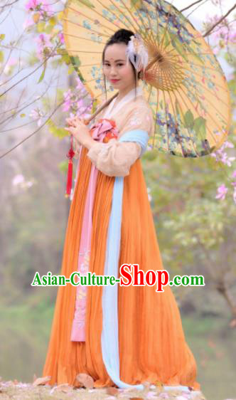 Chinese Traditional Tang Dynasty Young Lady Historical Costume Ancient Peri Hanfu Dress for Women