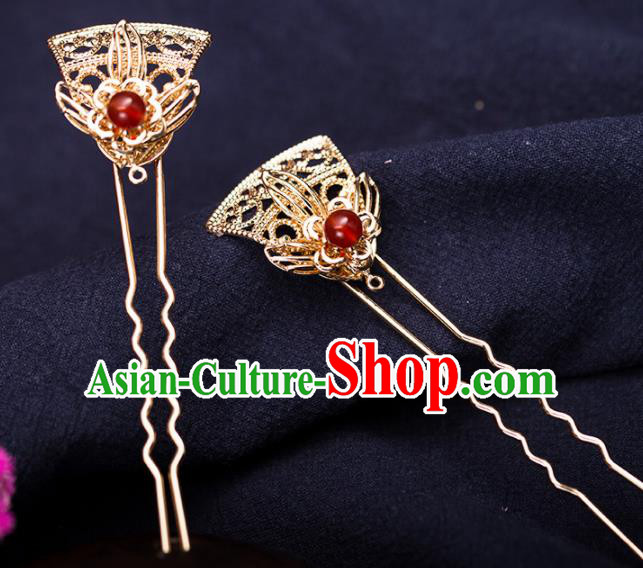 Chinese Handmade Hanfu Golden Hairpins Ancient Princess Hair Accessories Headwear for Women