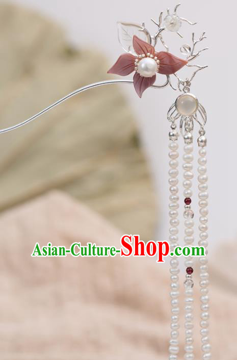 Chinese Handmade Hanfu Beads Tassel Hairpins Ancient Princess Hair Accessories Headwear for Women