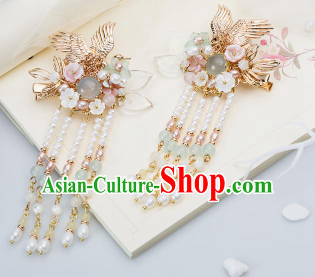 Chinese Handmade Hanfu Crane Hair Claws Hairpins Ancient Princess Hair Accessories Headwear for Women