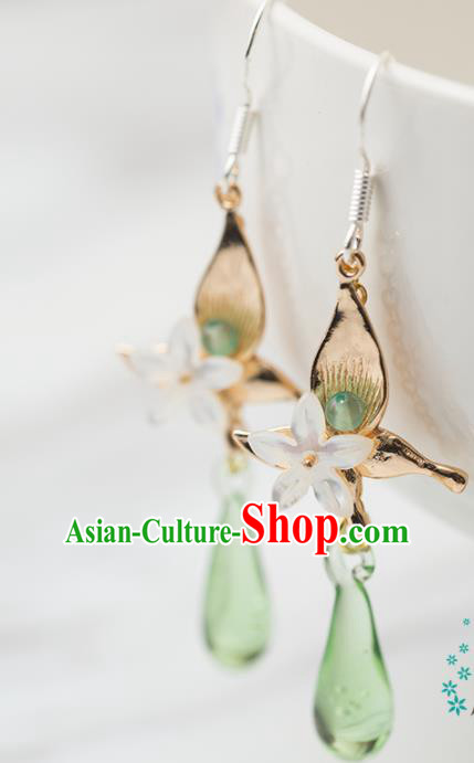 Handmade Chinese Classical Hanfu Green Earrings Ancient Palace Ear Accessories for Women