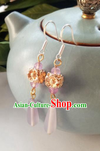 Handmade Chinese Classical Pink Earrings Ancient Palace Hanfu Ear Accessories for Women