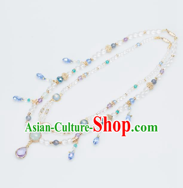 Handmade Chinese Classical Purple Crystal Necklace Ancient Palace Hanfu Necklet Accessories for Women
