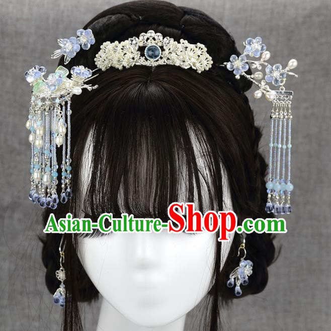 Chinese Handmade Hanfu Tassel Hairpins Ancient Palace Princess Hair Accessories Headwear for Women