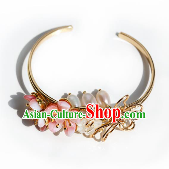 Handmade Chinese Classical Pearls Bracelet Ancient Palace Hanfu Accessories for Women