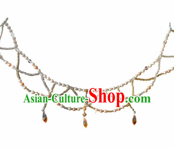 Handmade Chinese Classical Crystal Necklace Ancient Palace Hanfu Necklet Accessories for Women