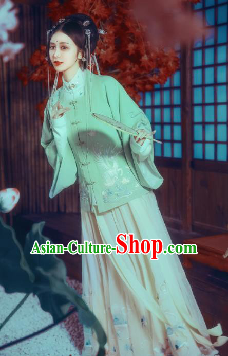 Traditional Chinese Ming Dynasty Young Lady Historical Costume Ancient Court Princess Embroidered Hanfu Dress for Women