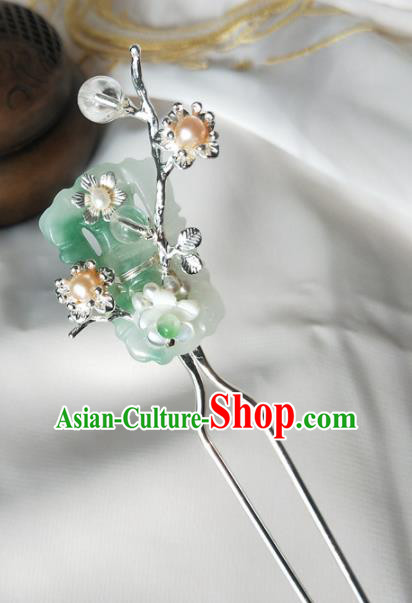 Chinese Handmade Hanfu Jade Tassel Hairpins Ancient Palace Princess Hair Accessories Headwear for Women
