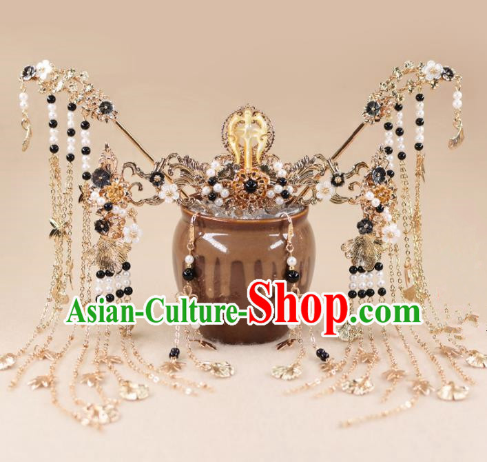 Chinese Handmade Palace Aventurine Hair Crown Hairpins Ancient Princess Hanfu Hair Accessories Headwear for Women