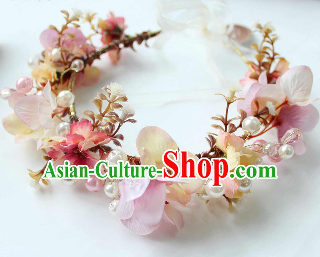 Romantic Princess Handmade Flower Crown and Earrings Set