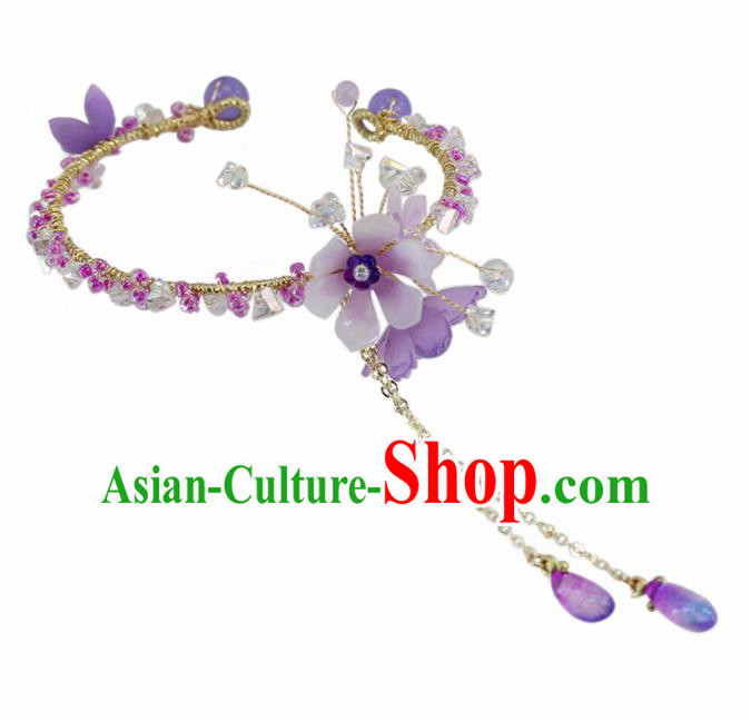 Chinese Traditional Jewelry Accessories Ancient Princess Purple Crystal Bracelet for Women