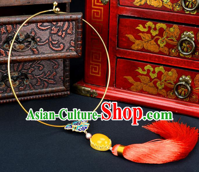 Handmade Chinese Classical Blueing Butterfly Necklace Ancient Palace Hanfu Necklet Accessories for Women