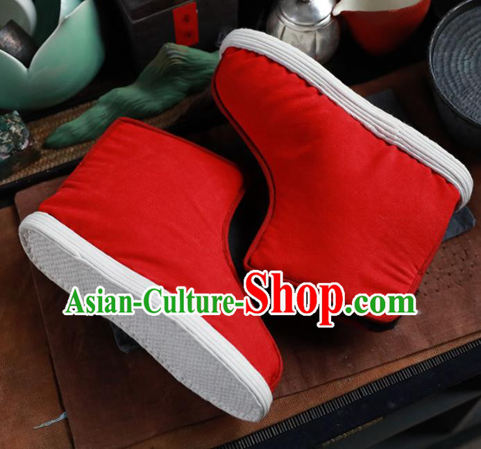Chinese Handmade Red Cloth Boots Traditional National Shoes Ancient Princess Hanfu Shoes for Women