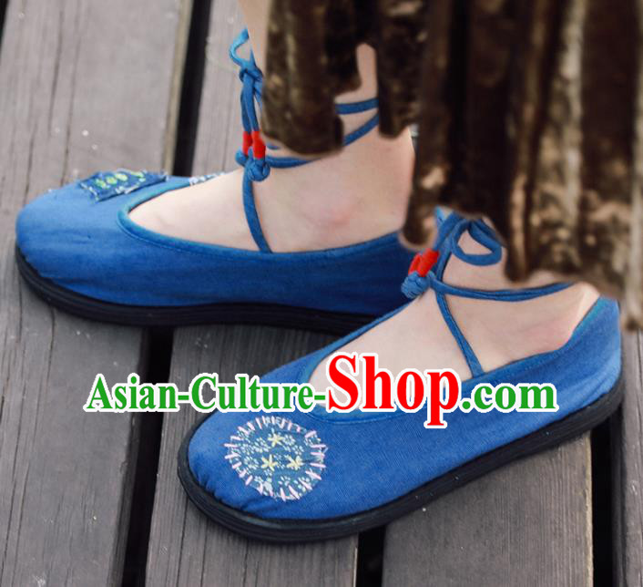 Chinese Handmade Navy Cloth Shoes Traditional National Shoes Ancient Princess Hanfu Shoes for Women