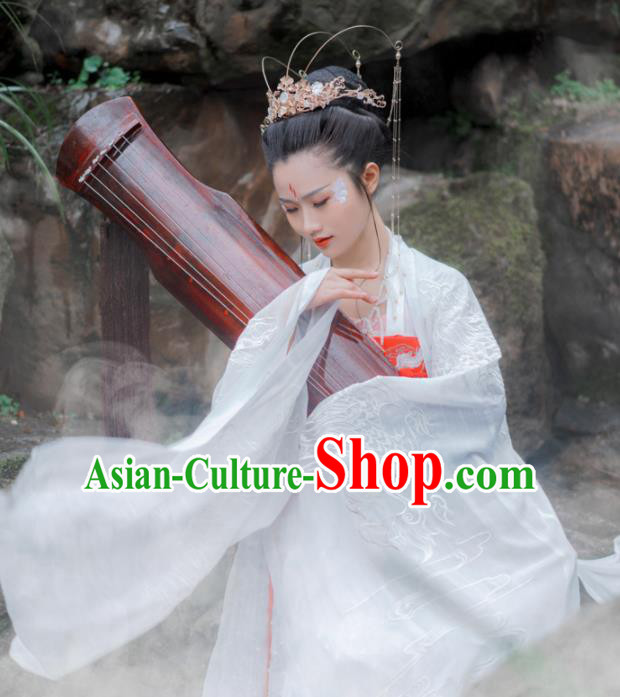 Chinese Traditional Tang Dynasty Imperial Consort Historical Costume Ancient Peri Embroidered Hanfu Dress for Women