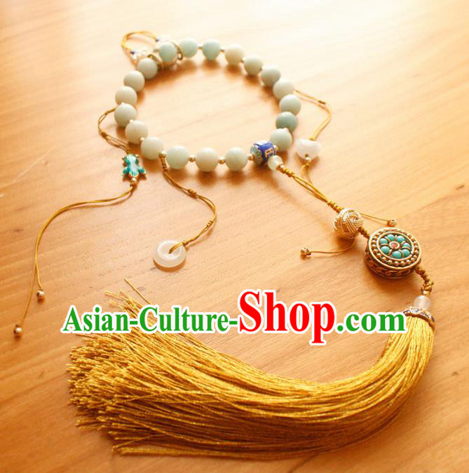 Chinese Handmade Palace Beads Accessories Ancient Queen Tassel Brooch Headwear for Women
