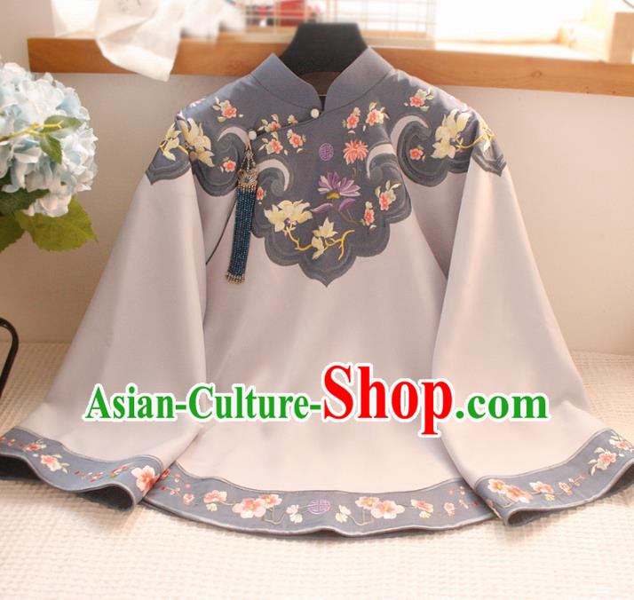 Chinese National Classical Embroidered Blouse Traditional Tang Suit Upper Outer Garment for Women