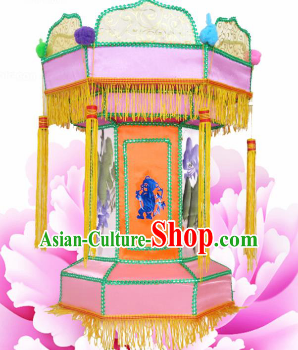 Handmade Chinese Painting Pink Palace Lanterns Traditional Lantern Ancient Ceiling Lamp