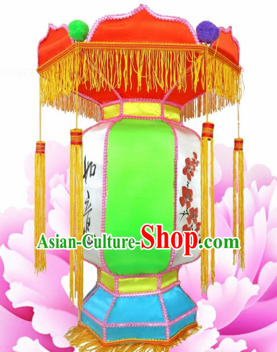 Chinese Handmade Green Palace Lanterns Traditional New Year Lantern Ancient Ceiling Lamp