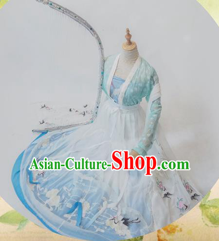 Chinese Traditional Cosplay Tang Dynasty Costume Ancient Princess Green Hanfu Dress for Women