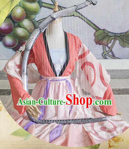 Chinese Traditional Cosplay Tang Dynasty Costume Ancient Peri Princess Hanfu Dress for Women