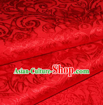 Chinese Traditional Cheongsam Fabric Classical Pattern Red Brocade Satin Material Silk Fabric