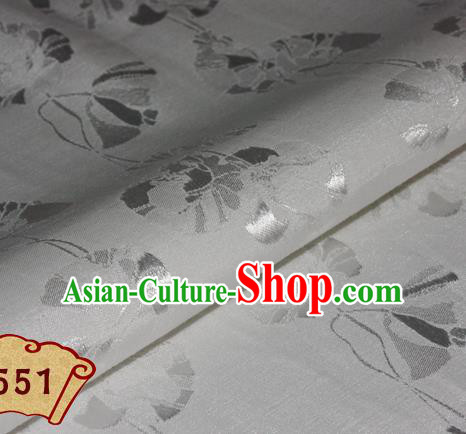 Chinese Traditional Pattern White Brocade Cheongsam Classical Fabric Satin Material Silk Fabric