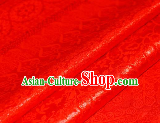 Chinese Traditional Hanfu Royal Wealth Pattern Red Brocade Material Cheongsam Classical Fabric Satin Silk Fabric