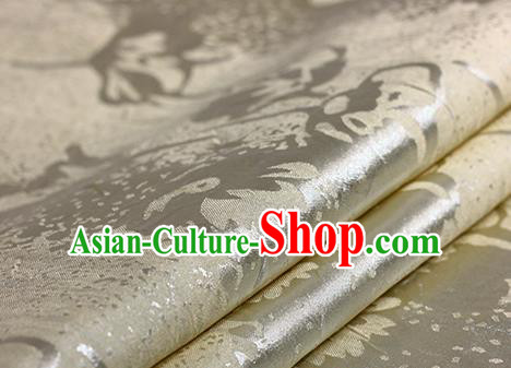 Chinese Traditional Hanfu Beige Brocade Material Cheongsam Classical Fabric Satin Silk Fabric