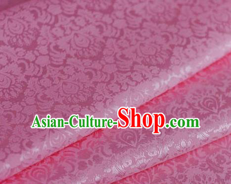 Chinese Traditional Hanfu Palace Pattern Pink Brocade Material Cheongsam Classical Fabric Satin Silk Fabric
