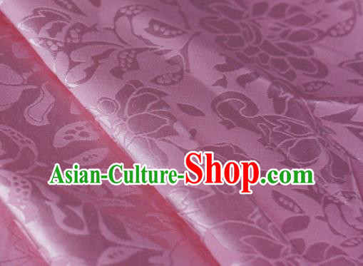 Chinese Traditional Hanfu Palace Peony Pattern Pink Brocade Material Cheongsam Classical Fabric Satin Silk Fabric