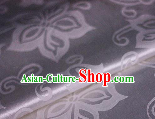 Chinese Traditional Bauhinia Pattern White Brocade Cheongsam Classical Fabric Satin Material Silk Fabric