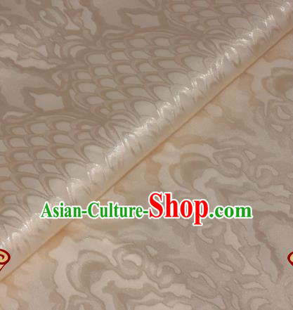 Chinese Traditional Royal Scale Pattern Beige Brocade Material Cheongsam Classical Fabric Satin Silk Fabric