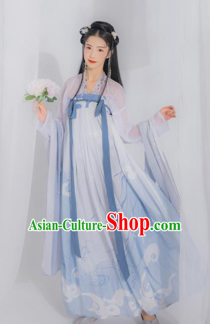Chinese Ancient Tang Dynasty Court Lady Embroidered Hanfu Dress Traditional Historical Costume for Women