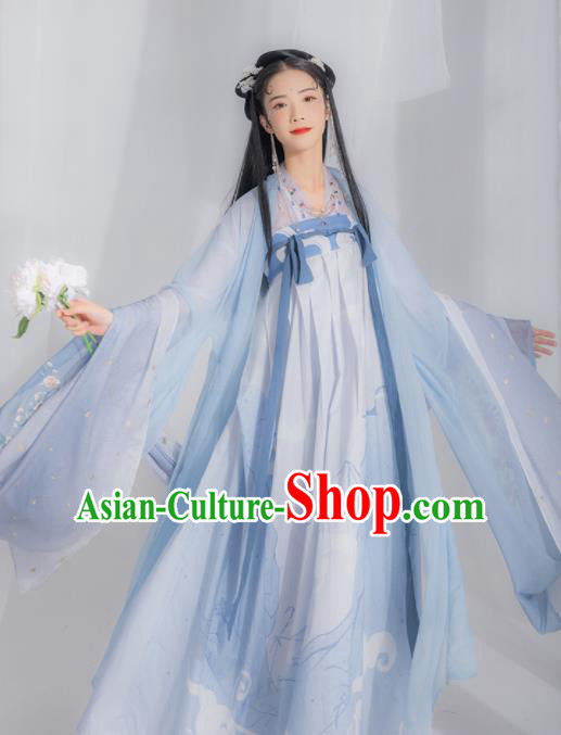 Chinese Ancient Tang Dynasty Court Lady Embroidered Hanfu Dress Traditional Historical Costume for Women
