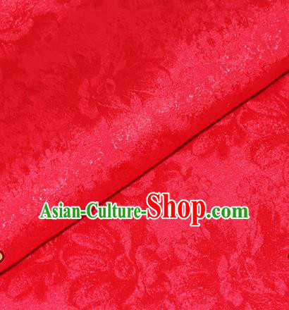 Chinese Traditional Cheongsam Fabric Rosy Brocade Material Hanfu Classical Satin Silk Fabric