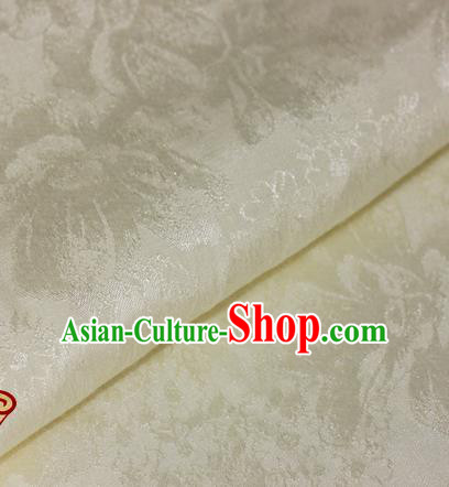 Chinese Traditional Cheongsam Fabric Beige Brocade Material Hanfu Classical Satin Silk Fabric