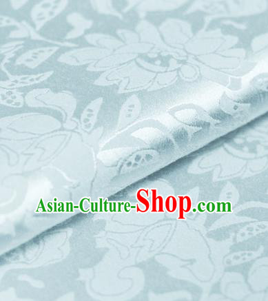Chinese Traditional Cheongsam Fabric Peony Pattern Blue Brocade Material Hanfu Classical Satin Silk Fabric