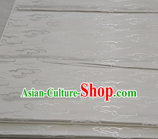 Chinese Traditional Tang Suit Royal Clouds Pattern White Brocade Satin Fabric Material Classical Silk Fabric