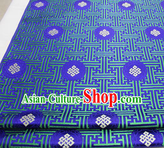 Asian Chinese Traditional Tang Suit Royal Lucky Knot Pattern Royalblue Brocade Satin Fabric Material Classical Silk Fabric