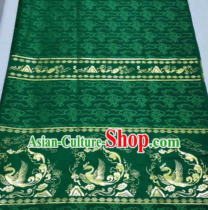 Chinese Traditional Fabric Royal Phoenix Pattern Green Brocade Material Hanfu Classical Satin Silk Fabric